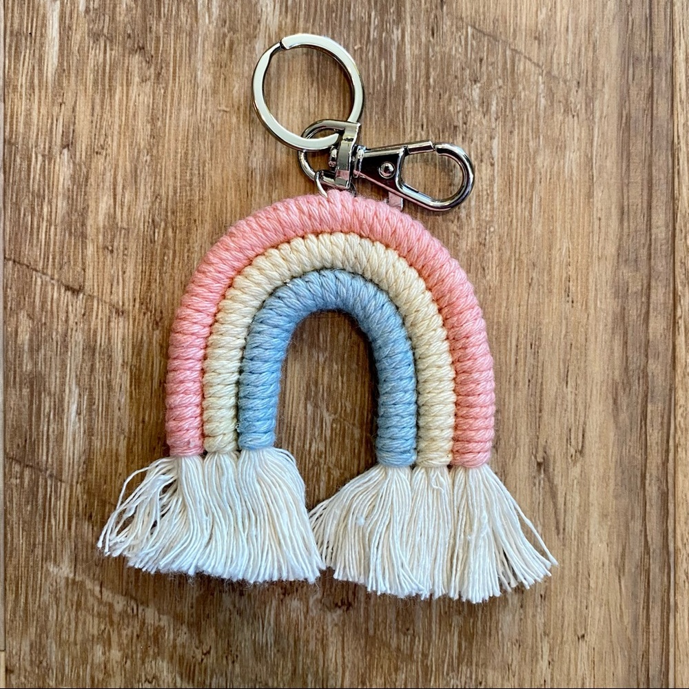 Rainbow Macrame Keychain